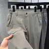 Pantalones Casuales Frescos de Seda de Hielo para Hombre 2025 Nuevo Verano Edad Media Casual Pantalones Rectos Pantalones de Hombre Pantalones de Alta Elasticidad