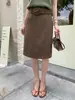 SE Marca Blanca - Falda de Lana Estilo Urbano Coreano Moderno con Abertura y Cinturón Desmontable, Falda Recta Elegante Vintage de Longitud Media 85556