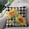Funda de Almohada Popular de Girasol de Amazon Transfronteriza Primavera y Verano Flor Margarita Funda de Cojín de Sofá Lino Estampado Cojín de Cintura