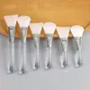 Máscara de Haste Sólida Transparente de Cristal Pincel de Silicone Ferramenta de Máscara de Beleza em Forma de Leque Pincel para Máscara de Lama Cabeça Redonda de Borracha Macia