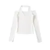 Pure Desire Camiseta de Manga Larga con Cuello Halter en V para Chica Picante para Mujer 26 Otoño Nuevo Ajustada Favorecedora Capa Base Ropa Interior Top de Color Sólido