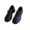 Zapatos Mocasines de Cuero Genuino Hebilla Vintage Slip-on Tacón Grueso Zapatos Individuales para Mujer 2026 Otoño/Invierno Nuevo Estilo Británico Zapatos Pequeños de Cuero
