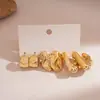 Set de Aretes Irregulares Plegados en Forma de C Transfronterizos Europeos y Americanos, Aretes Huecos Personalizados Retro, Aretes de Lujo Ligero de Alta Gama