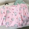 Pijama de Algodón con Nubes de Dibujos Animados de Verano para Mujer, de Manga Corta y Shorts, Cuello en V, Ropa de Verano para Usar, Algodón Puro, Conjunto de Ropa para el Hogar