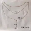 Colar com Pingente em Y de Laço Versátil Moda Joias Transfronteiriças Europeias e Americanas Camada Dupla Simples Corrente nas Costas Sexy com Strass