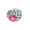 Nuevo Anillo Abierto Estilo Europeo y Americano para Mujer con Piedras Preciosas de Colores Simuladas Circonita Incrustada Moda de Lujo Ligero Personalidad Anillo de Dedo Joyería