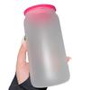 Vaso de sublimación de vidrio de color de 16 oz con tapa de color, transparente, esmerilado, con logotipo de transferencia térmica.