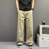 Jeans de línea A con botones y pliegues estilo retro americano desgastado para hombres y mujeres, pantalones rectos holgados de alta gama que estilizan, marca de moda