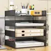 Organizador de arquivos de mesa multicamadas, estante de livros de armazenamento multicamadas, prateleira de armazenamento, material de escritório