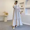 Novo vestido casual de manga comprida liso de renda europeu e americano para comércio exterior transfronteiriço da Amazon 2025, confortável, moderno