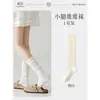 Meias Finas de Algodão Puro para Verão Femininas, Meias de Cano Alto Estilo Jk, Malha Respirável Estilo Miu Estilo Ballet Cor Sólida Meias Longas Folgadas
