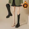 Botas Altas de Suela Gruesa para Mujer Chuyuji 2026 Otoño Nuevo Marrón que Aumentan la Altura de Caña Alta con Corte en V Botas de Jinete para Mujeres Bajitas