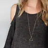 Joyería Minimalista Retro Europea y Americana, Collar Triangular Geométrico, Collar Largo de Metal para Mujer, Cadena para Suéter de Mujer