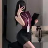 Garota Apimentada Sexy Estilo Puro Desejo Mulher Madura 2026 Professora Secretária Curto Slim Fit Top Puro Desejo Uniforme de Temperamento Conjunto