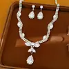 Conjunto de Joias Brilhante Zircônia Gota d'Água Brinco Colar Luxo Leve Temperamento Versátil Corrente da Clavícula Exquisite Nicho Personalidade