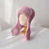 Sombrero Volador de Punto con Protección para las Orejas Nuevo Otoño e Invierno Piel de Conejo Angora Sombrero Lei Feng para Niño Sombrero Engrosado Cálido con Protección para las Orejas para Niña