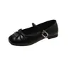 Sapatos Mary Jane versáteis de corte baixo estilo francês para mulheres, novos sapatos primavera-verão 2026, sapatos pequenos de couro estilo noite