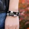 Pulsera nueva con cuentas de calavera pulsera de cuero genuino venta al por mayor pulsera vintage venta directa de fábrica garantía de calidad