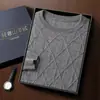 Suéter de Cachemira Nuevo Estilo Otoño e Invierno 2026 Cuello Redondo para Hombre Pulóver de Manga Larga Jacquard con Patrón de Diamantes Suéter Base de Punto de Cachemira