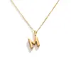 Colar com Pingente de Letra Personalizado Transfronteiriço Banhado a Ouro 18K 26 Letras, Corrente Clavicular, Colar com Pingente Tridimensional Estilo Ins, Versátil