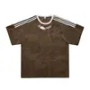 Top com padrão de losangos, novo estilo verão 2026, fresco e solto, estampado, gola redonda, manga curta, camiseta masculina versátil e moderna