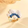 Rz0856 Serie Azul Flor de Perla Mariposa Anillo Ajustable Pequeño Fresco y Elegante Atmósfera Elegante Joyería para Mujer