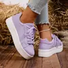 Punta Redonda Moda Tela Otoño Versátil Color Sólido Comercio Exterior 2025 Nuevos Zapatos de Cordones para Mujer Grosor Talla Grande