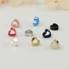 Anillo para tapón de oído de alta calidad con logotipo grabado en forma de corazón, anillo de acero inoxidable, cierre para pendiente chapado en oro, pendiente doble con forma de corazón