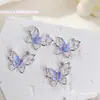 Famosos en Internet adornos para uñas de mariposa de doble capa, tridimensionales, incrustados con diamantes, láser inteligente, color hielo transparente, mariposa, decoración de uñas DIY