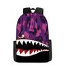 Mochila de estudante de tubarão de correspondência de cores de camuflagem transfronteiriça Impressão digital de grande capacidade Cartoon Anime Mochila Mochila