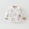 Chaqueta de algodón para niños para otoño, algodón fino de 60 g, unisex, diseño de dibujos animados, top único de apertura frontal sin costuras, abrigo cálido para salir