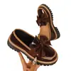 Mocassins redondos estilo britânico para mulheres, novos modelos primavera e outono 2025, sapatos rasos de couro confortáveis de tamanho grande