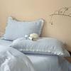 Juego de Ropa de Cama Lavable de Cuatro Piezas de Algodón Crudo de Doble Capa Hilo Estilo Retro Japonés con Volantes de Doble Capa Tridimensional