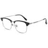 Armação de Óculos para Miopia Aro Meio Aro Preto e Prata Business Casual Clássico M224 Óculos Browline Ultraleves e Confortáveis para Homens