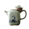 Color Bajo Vidriado Kiln Ge Cerámica Pura Pintada a Mano Tetera Cerámica Creativa Olla Xishi con Asa Tetera Individual Juego de Té Kung Fu Gama Alta