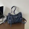 Bolsa de Axila Feminina 2026 Nova Tendência Outono Casual Moda Jeans Bolsa de Ombro para Escola e Deslocamento Bolsa Transversal