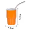 Taza mini de acero inoxidable de 3 oz para licores, taza de coche portátil, taza de café con pajilla de vacío para sublimación