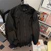 Chaqueta de Béisbol con Diseño Hip-Hop Americano para Hombre, Silueta High Street, Chaqueta Bomber Casual de Trabajo Segmentada Desconstruida