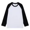 Camiseta de Manga Longa com Gola Redonda 230g Peso Pesado Manga Raglan Unissex Primavera/Outono Bloco de Cores Americano Costura Camada Base Gola Redonda Solta
