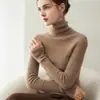 Suéter de cachemir suave y sin costuras, corte ajustado, 100% cachemir para mujer, cuello alto, color liso, tejido de punto para otoño e invierno