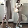 Falda Media de Maternidad Estilo Otoño Invierno Cintura Alta Soporte Abdominal Falda Media de Punto para Embarazo Ropa Exterior Falda Lápiz Adelgazante con Abertura