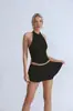 Atacado de Roupas de Yoga Transfronteiriças, Regata Esportiva de Secagem Rápida com Sensação de Segunda Pele, Conjunto de Saia Fitness para Tênis Emagrecedora e com Costas Bonitas para Mulheres, Dropshipping