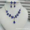 Nuevo traje de dama 2024 transfronterizo europeo y americano zafiro azul collar gota de agua aretes conjunto de dos piezas boda ceremonia de noche