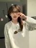 Camiseta de Manga Larga Raglán con Rayas de Contraste Chic Estilo Coreano para Mujer Primavera y Otoño Nueva Holgada Casual Ajustada Cuello Redondo Top