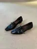 Mocassins elegantes slip-on de bico quadrado estilo old money francês com salto grosso de 3,5 cm, sapatos rasos versáteis e confortáveis
