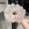 Goma para el Cabello de Lunares con Organza, Tela Ligera, Lunares en Bloques de Color, Estilo Francés Retro, Moda Versátil, Tamaño Extra Grande