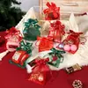Nova Sacola de Doces de Natal Transfronteiriça Estampagem a Quente Fita Dourada Laço Rede Sacola Festa Biscoito Embalagem de Presente Sacola de Presente