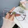 Celebridad de Internet Gafas Planas Poligonales Estilo Coreano Lente Llana Montura Grande Gafas Anti-Luz Azul tr90 Montura de Gafas Transparente para Mujer
