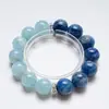 [Céu Largo Mar] Pulseira de Cristal de Água-Marinha Natural para Mulheres Mais Fácil de Combinar Pulseira de Cristal Branco Azul de Alta Qualidade Atacado