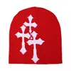 Etiquetagem e Entrega Transfronteiriça Chapéu Frio Street Jacquard Cruzado Personalizado Chapéu Sem Aba Unissex Chapéu de Tricô Jacquard